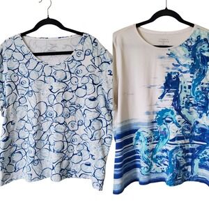 Talbots Womens Plus Size 3X 3XP
T-Shirts Lot of 2 BEACH Seahorse Seashell‎ Print